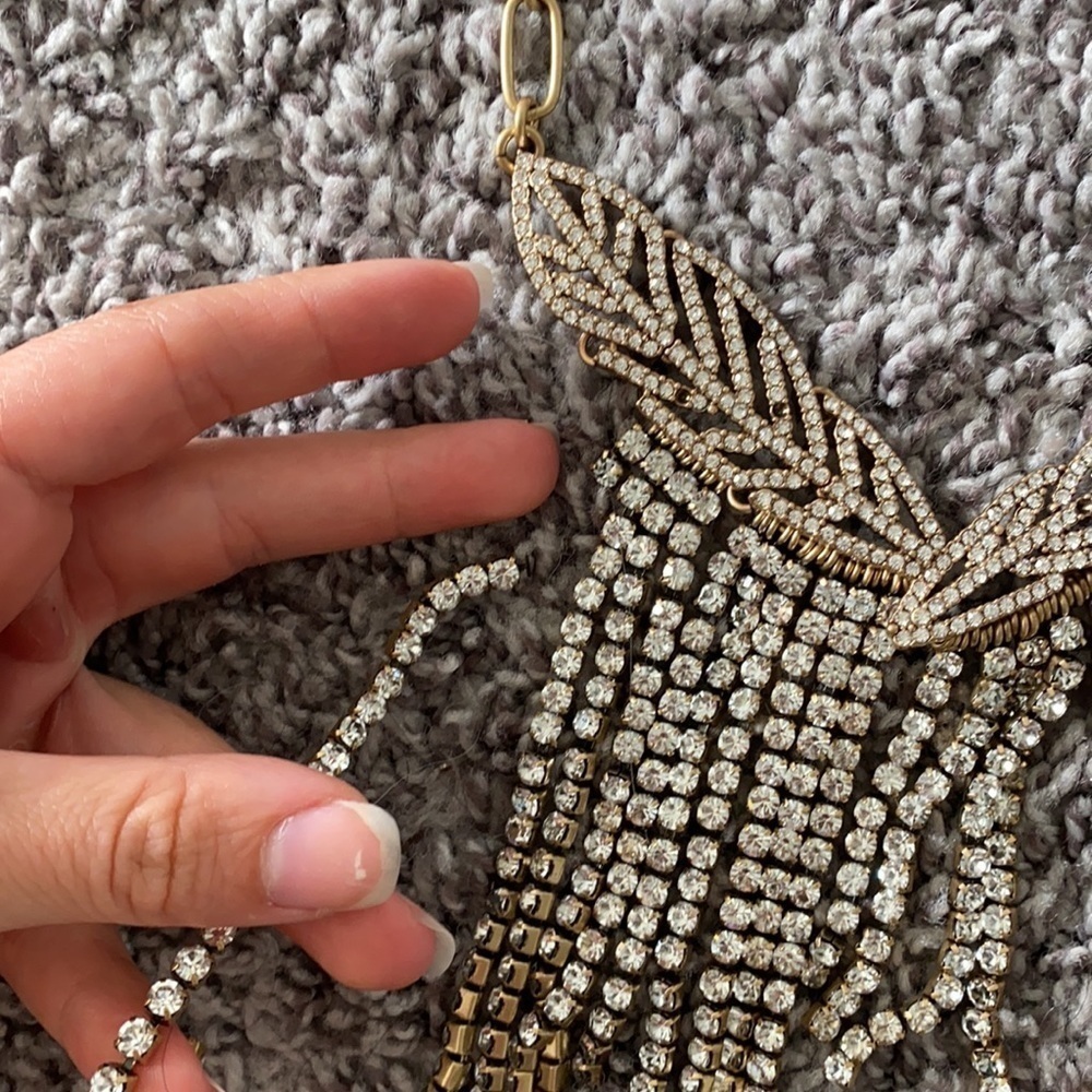 J Crew Women's Pave Feather Necklace item AD600 - Picture 4 of 4